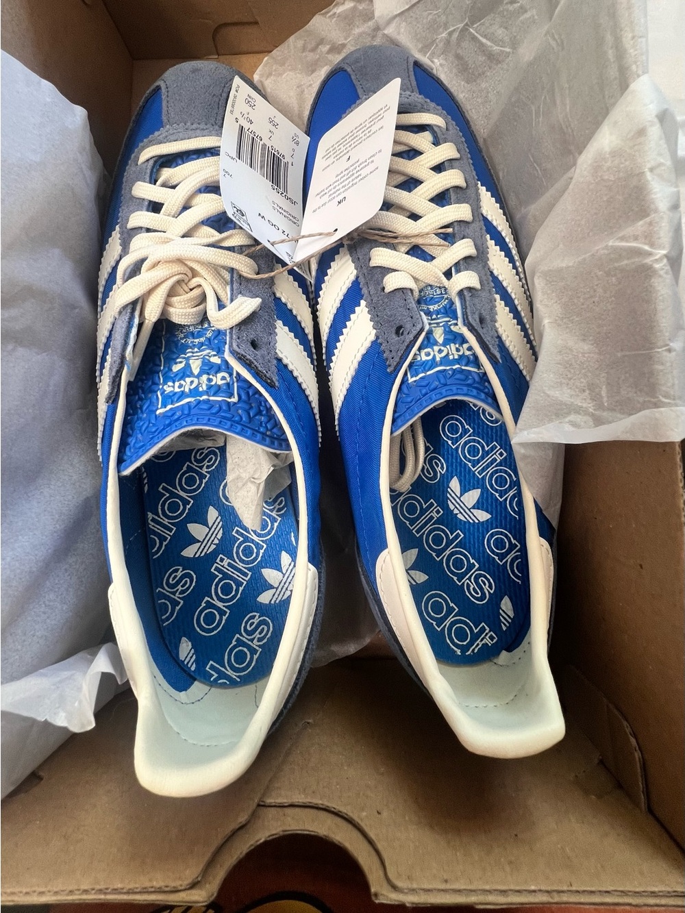 adidas women’s SL 72 OG Blue, Gray & white Retro Athletic Sneakers
